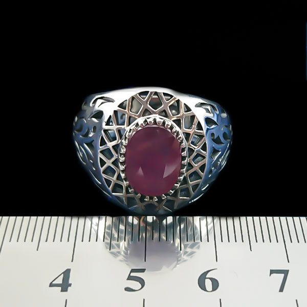 انگشتر نقره مردانه طرح بردیا با سنگ یاقوت سرخ الماس تراش - Image 2