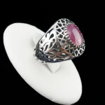 انگشتر نقره مردانه طرح بردیا با سنگ یاقوت سرخ الماس تراش - Image 3