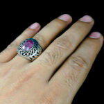 انگشتر نقره مردانه طرح بردیا با سنگ یاقوت سرخ الماس تراش - Image 4