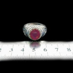 انگشتر نقره مردانه طرح جاوید با سنگ یاقوت سرخ الماس تراش - Image 4