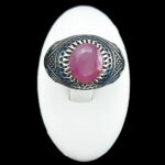 انگشتر نقره مردانه طرح جاوید با سنگ یاقوت سرخ الماس تراش - Image 2