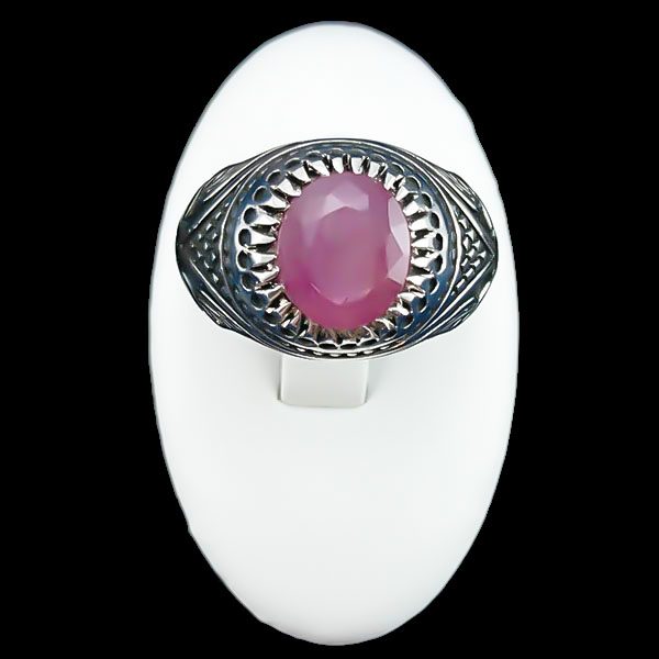 انگشتر نقره مردانه طرح جاوید با سنگ یاقوت سرخ الماس تراش - Image 2