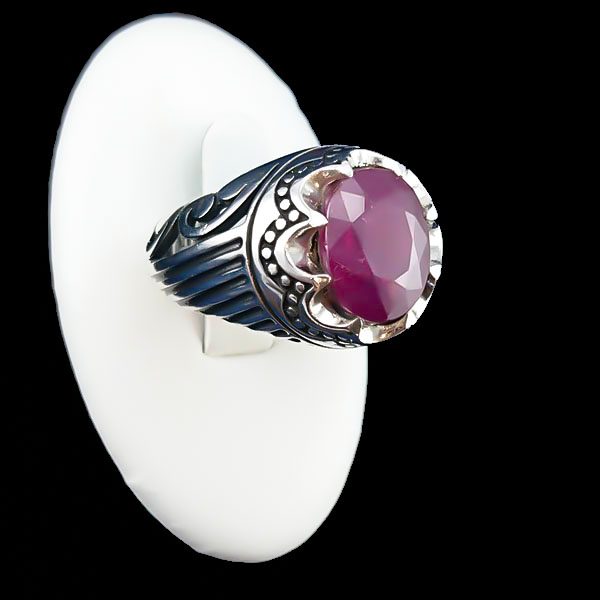 انگشتر یاقوت سرخ مردانه نقره