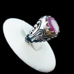 انگشتر نقره مردانه طرح فاخر حسام با سنگ یاقوت سرخ الماس تراش - Image 2