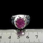 انگشتر نقره مردانه طرح فاخر حسام با سنگ یاقوت سرخ الماس تراش - Image 5