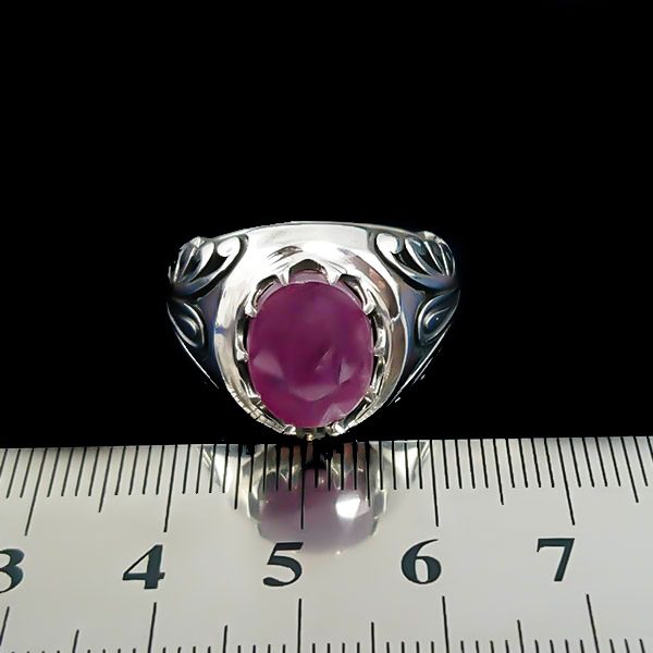 انگشتر نقره مردانه طرح فاخر حسام با سنگ یاقوت سرخ الماس تراش - Image 5