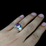 انگشتر نقره مردانه طرح باربد با سنگ یاقوت سرخ الماس تراش - Image 3