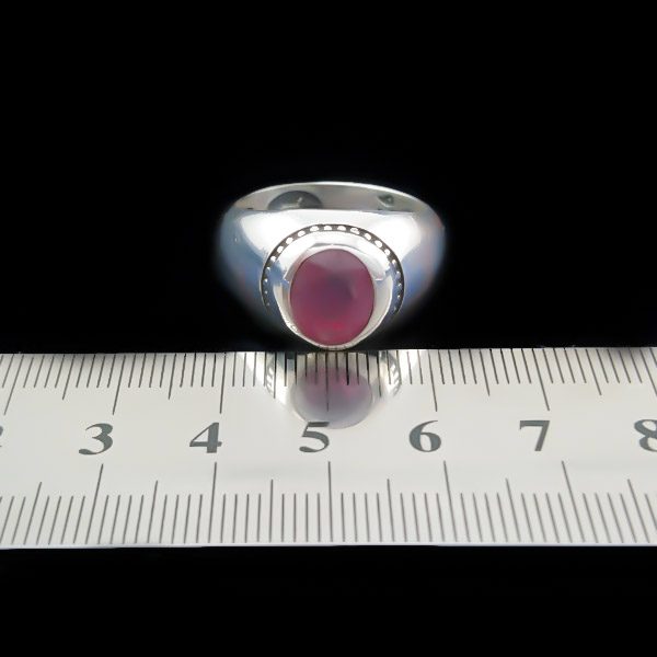 انگشتر نقره مردانه طرح باربد با سنگ یاقوت سرخ الماس تراش - Image 2