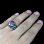 انگشتر نقره مردانه طرح دانیال با سنگ یاقوت سرخ الماس تراش - Image 4