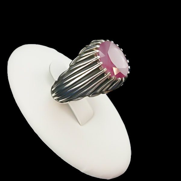 انگشتر نقره مردانه طرح دانیال با سنگ یاقوت سرخ الماس تراش - Image 3