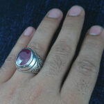 انگشتر نقره مردانه طرح فاخر کیارش با سنگ یاقوت سرخ الماس تراش - Image 4