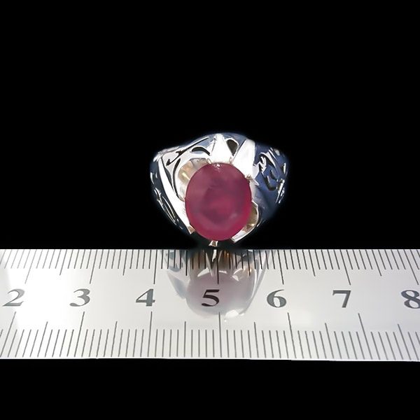 انگشتر نقره مردانه طرح بهزاد با سنگ یاقوت سرخ الماس تراش - Image 3