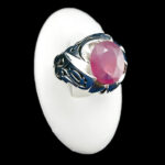 انگشتر نقره مردانه طرح بهزاد با سنگ یاقوت سرخ الماس تراش