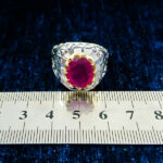 انگشتر نقره مردانه فاخر دست ساز طرح فرشید با سنگ یاقوت سرخ الماس تراش - Image 2