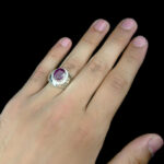 انگشتر نقره مردانه فاخر دست ساز طرح بیژن با سنگ یاقوت سرخ الماس تراش - Image 5