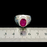 انگشتر نقره مردانه فاخر دست ساز طرح بیژن با سنگ یاقوت سرخ الماس تراش - Image 3