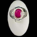 انگشتر نقره مردانه فاخر دست ساز طرح بیژن با سنگ یاقوت سرخ الماس تراش - Image 2