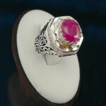 انگشتر یاقوت قرمز مردانه دست ساز