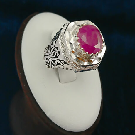 انگشتر یاقوت قرمز مردانه دست ساز