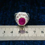 انگشتر نقره مردانه فاخر دست ساز طرح مانی با سنگ یاقوت سرخ الماس تراش - Image 2