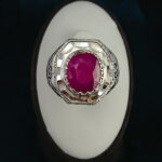 انگشتر نقره مردانه فاخر دست ساز طرح مانی با سنگ یاقوت سرخ الماس تراش - Image 4