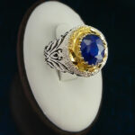 رکاب یاقوت کبود مردانه با آبکاری طلایی