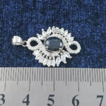 گردنبند نقره زنانه طرح مانیا با سنگ یاقوت کبود الماس تراش - Image 3