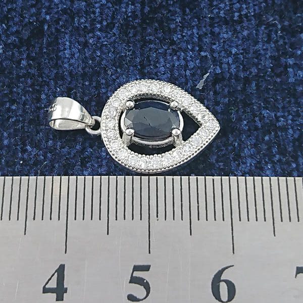 گردنبند نقره زنانه طرح آرمیتا با سنگ یاقوت کبود الماس تراش - Image 2