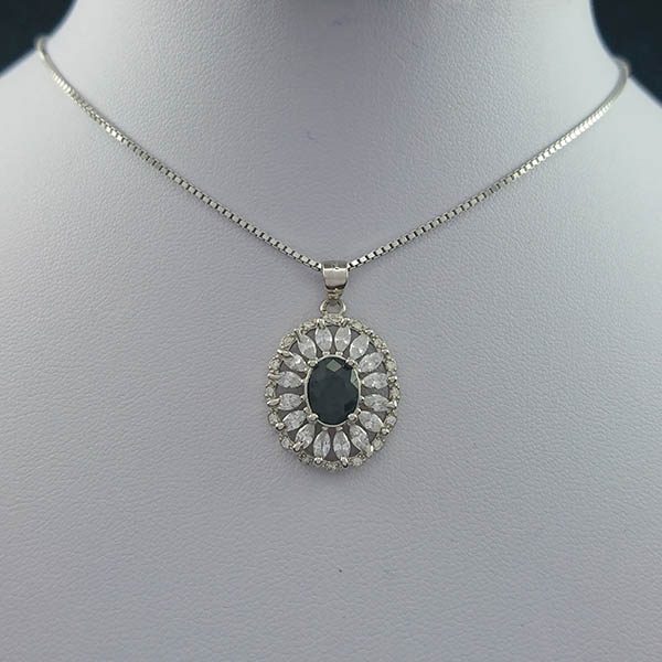 گردنبند نقره زنانه طرح ساینا با سنگ یاقوت کبود الماس تراش - Image 3