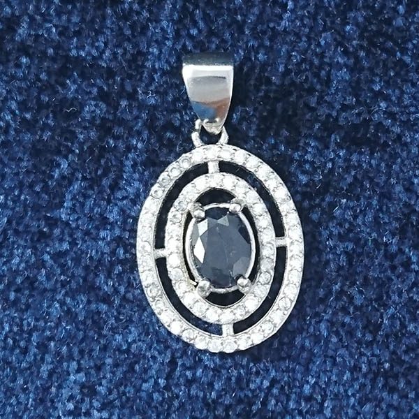 گردنبند نقره زنانه طرح لعیا با سنگ یاقوت کبود الماس تراش - Image 2