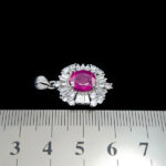 گردنبند نقره زنانه طرح نازگل با سنگ یاقوت سرخ الماس تراش - Image 3