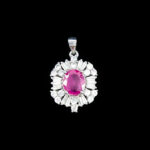 گردنبند نقره زنانه طرح نازگل با سنگ یاقوت سرخ الماس تراش - Image 2