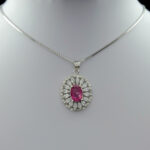 گردنبند نقره زنانه طرح سحرناز با سنگ یاقوت سرخ الماس تراش - Image 3