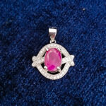 گردنبند نقره زنانه طرح فریما با سنگ یاقوت سرخ الماس تراش - Image 4