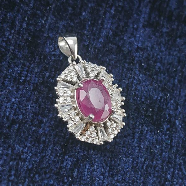 گردنبند یاقوت سرخ زنانه نقره فاخر