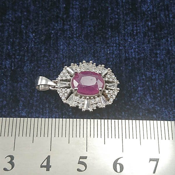 گردنبند نقره زنانه طرح آناهیتا با سنگ یاقوت سرخ الماس تراش - Image 3