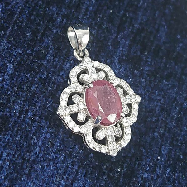 گردنبند یاقوت سرخ زنانه نقره مجلسی