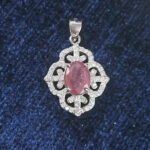 گردنبند نقره زنانه طرح توتیا با سنگ یاقوت سرخ الماس تراش - Image 2