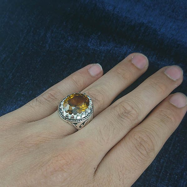 انگشتر نقره مردانه طرح فاخر سینا با سنگ الکساندریت - Image 3