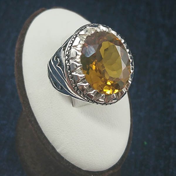 انگشتر نقره مردانه طرح فاخر سینا با سنگ الکساندریت - Image 2