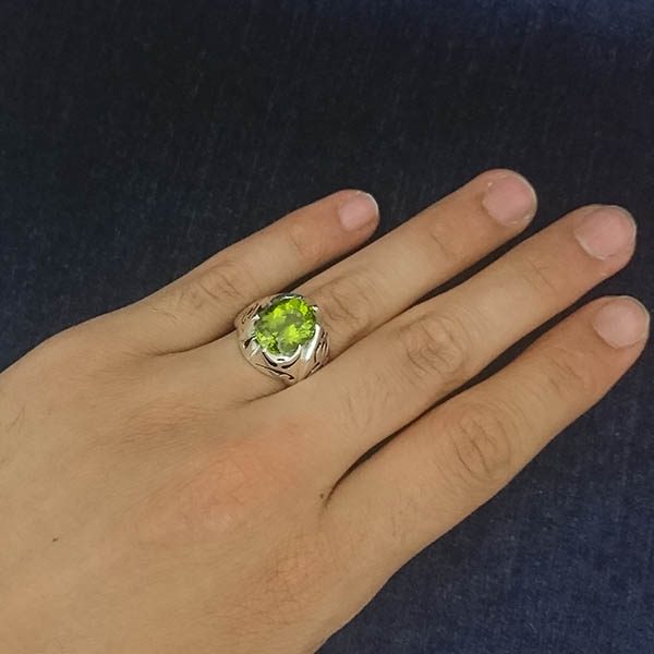 انگشتر نقره مردانه فاخر طرح شهرام با سنگ الکساندریت - Image 2