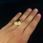 انگشتر نقره مردانه فاخر دست ساز طرح آرتین با سنگ گارنت الماس تراش - Image 2