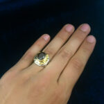 انگشتر نقره مردانه فاخر دست ساز طرح آرش با سنگ گارنت الماس تراش - Image 2