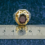 انگشتر نقره مردانه فاخر دست ساز طرح آرش با سنگ گارنت الماس تراش - Image 3