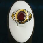 انگشتر نقره مردانه فاخر دست ساز طرح ایرج با سنگ گارنت الماس تراش - Image 4