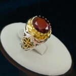 انگشتر نقره مردانه فاخر دست ساز طرح ایرج با سنگ گارنت الماس تراش - Image 7