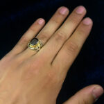 انگشتر نقره مردانه فاخر دست ساز طرح ایرج با سنگ گارنت الماس تراش - Image 2