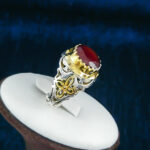 انگشتر نقره مردانه فاخر دست ساز طرح ایرج با سنگ گارنت الماس تراش - Image 3