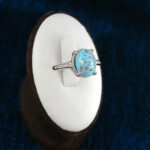 انگشتر نقره زنانه طرح مه لقا با نگین فیروزه نیشابوری