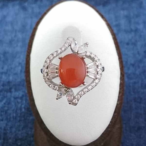 انگشتر نقره زنانه طرح آوینا با سنگ عقیق یمنی سرخ - Image 3